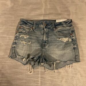 American Eagle Outfitters Light Blue Distressed Jean Shorts Next level Stretch
